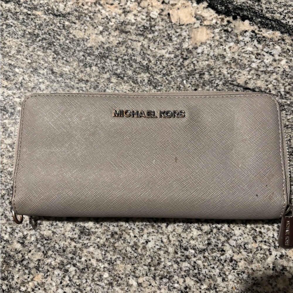Michael Kors Taupe Zip-Around Wallet